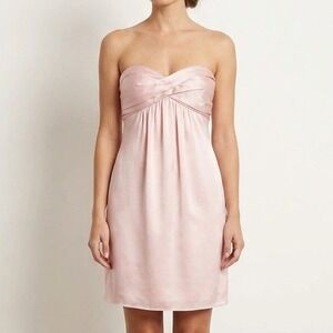 BCBG Strapless Mini Dress Womens 6 Pink Satin Bow Back Cocktail Party Grad Event